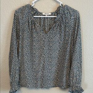 Madewell Blue and pink floral Blouse size M